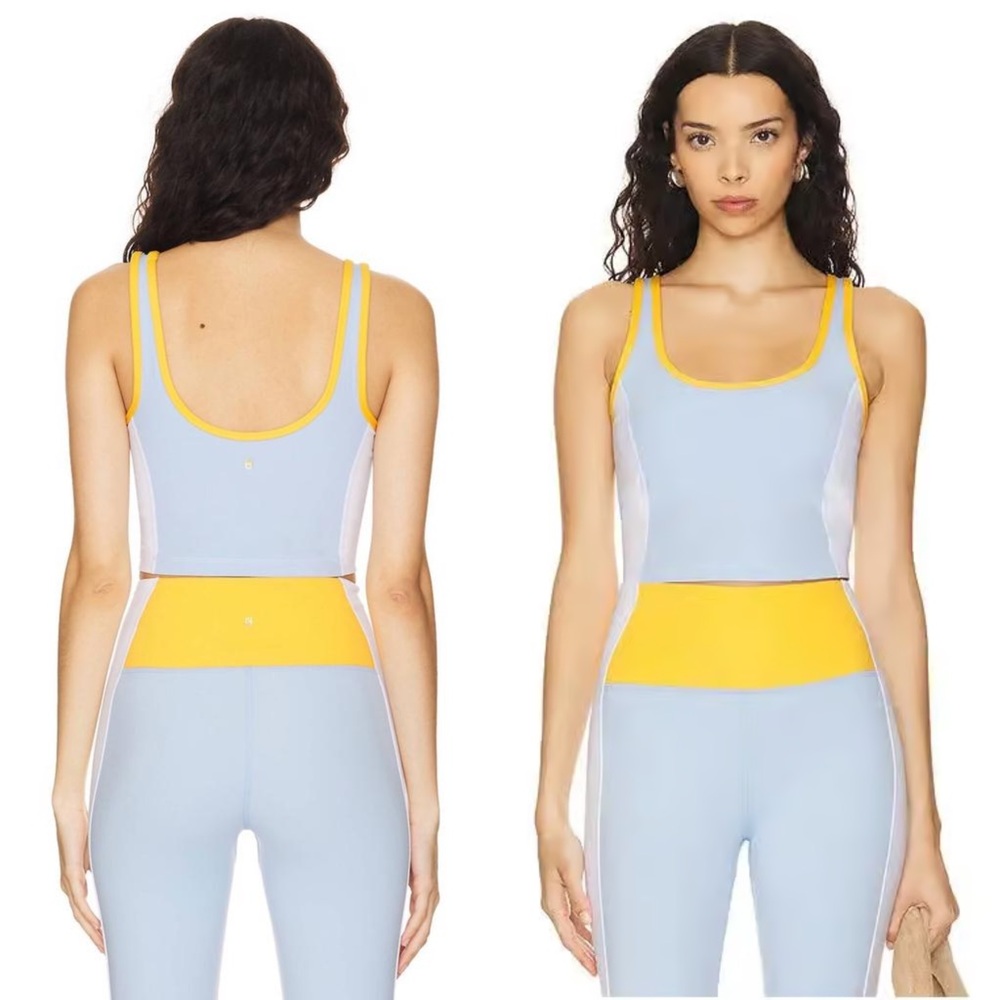 SPIRITUAL GANGSTER Indie Colorblock Crop Tank In Baby Blue Size Small